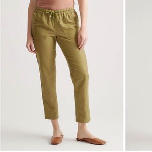 Quince Organic Cotton Linen Twill Straight Leg Pant Army Green M Women's